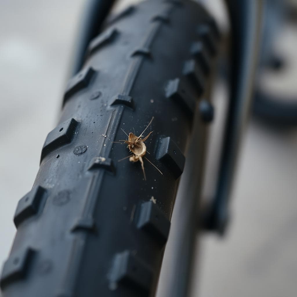 Before: punctured tire